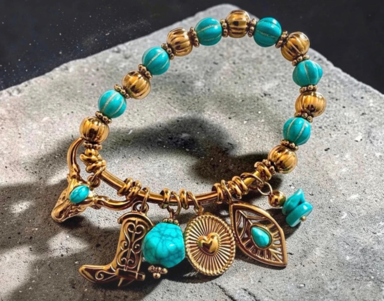Boho Western Charm Beaded Bracelet