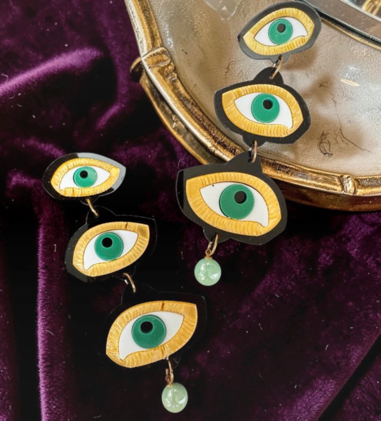 Statement Resin Acrylic Evil Eye Dangle Drop Stud Earrings