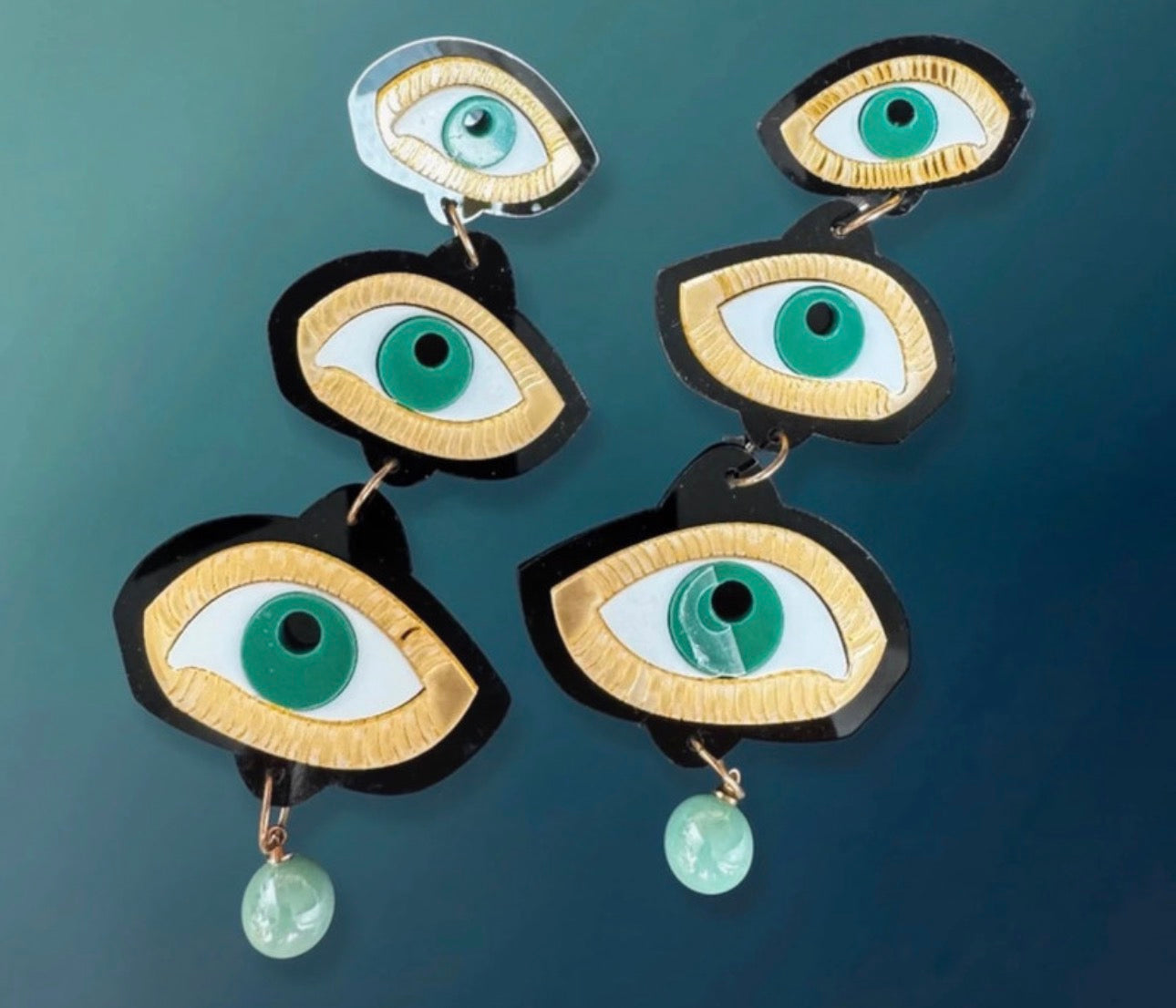 Statement Resin Acrylic Evil Eye Dangle Drop Stud Earrings