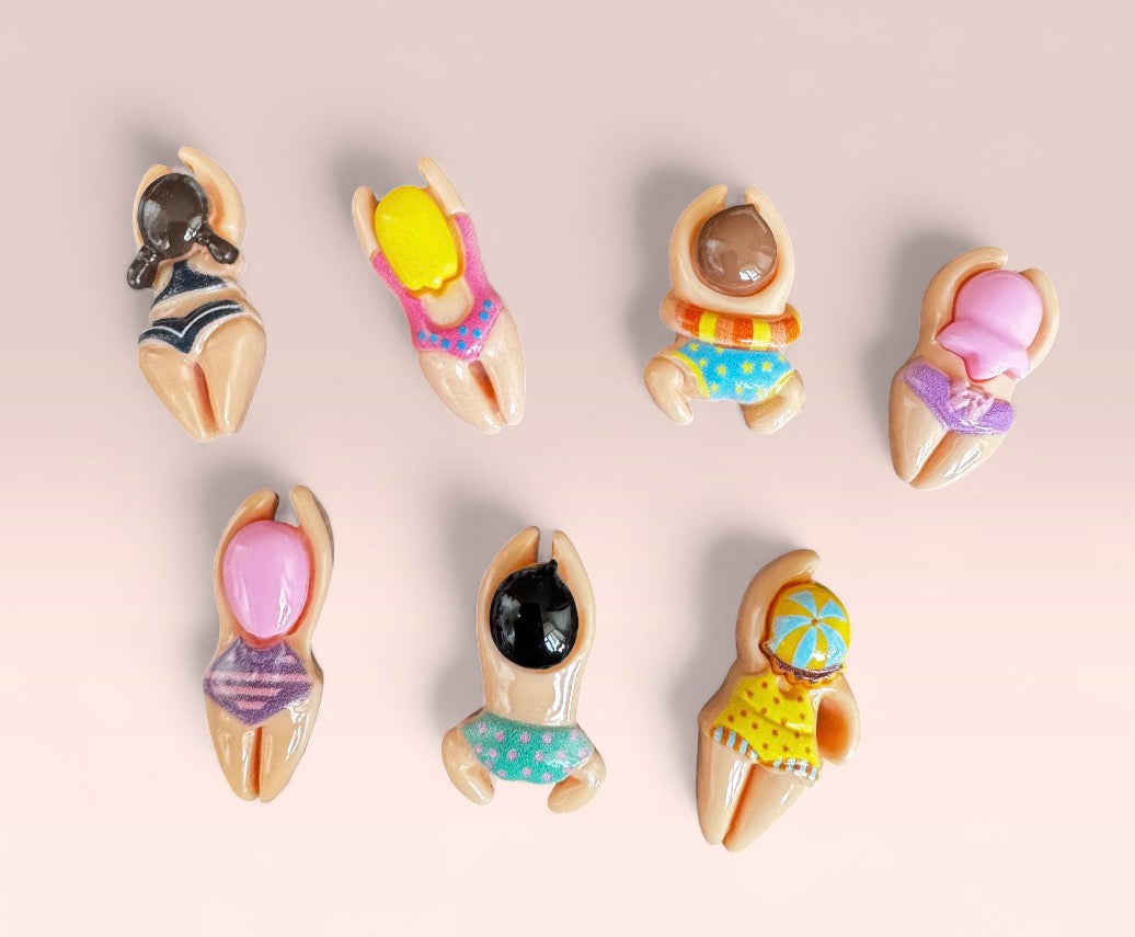 Cute Miniature 2cm Resin Acrylic Little Swimmers Fridge Magnets (Set of 7)