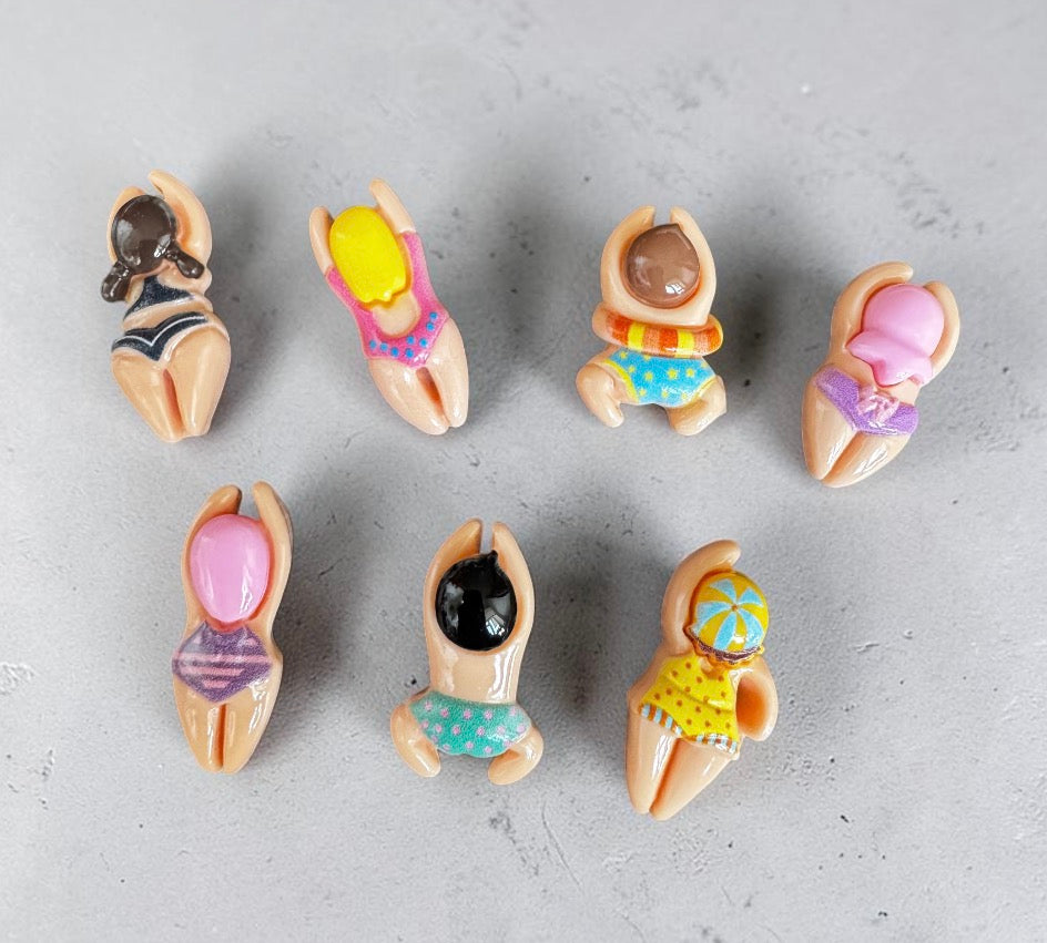 Cute Miniature 2cm Resin Acrylic Little Swimmers Fridge Magnets (Set of 7)