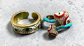 Turquoise Snake & White/Gold Evil Eye Costume Ring Set