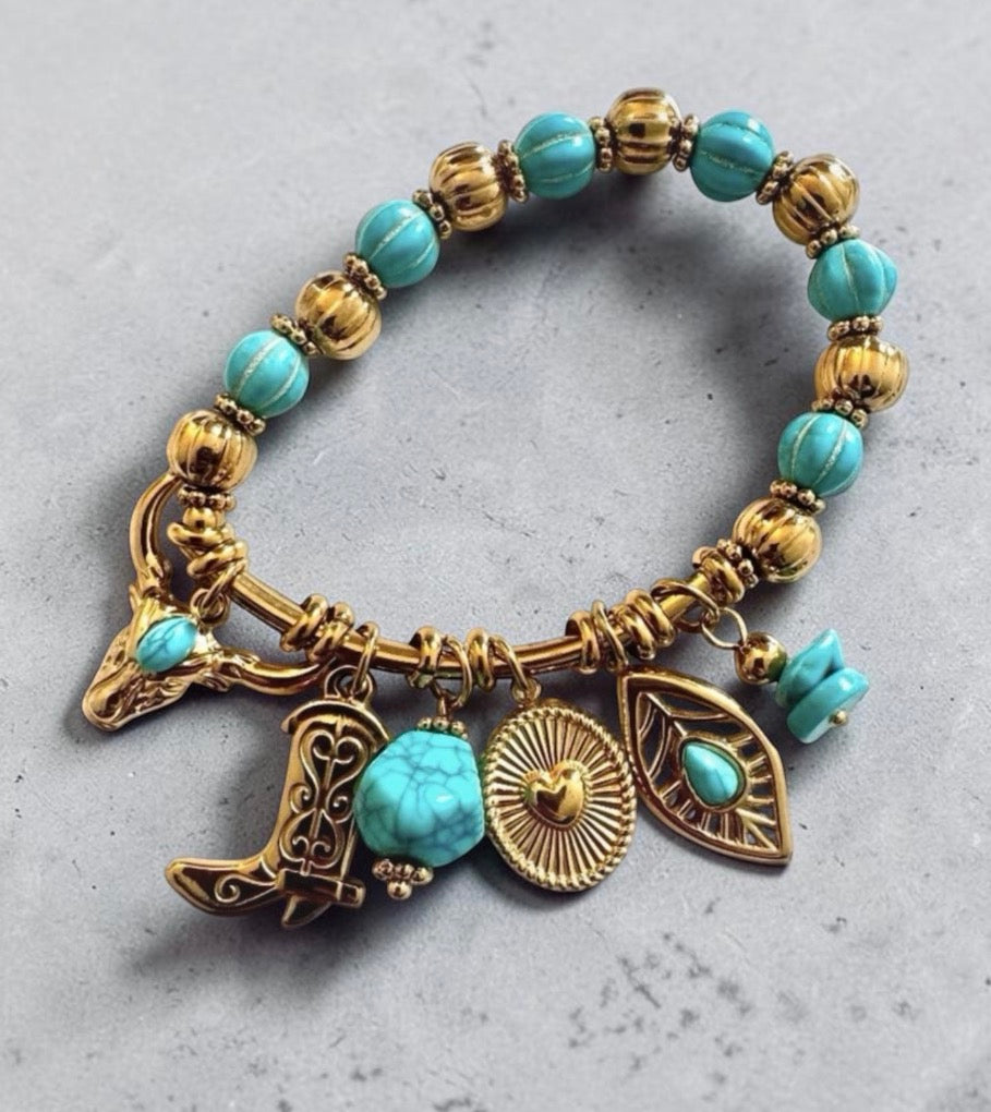 Boho Western Charm Beaded Bracelet